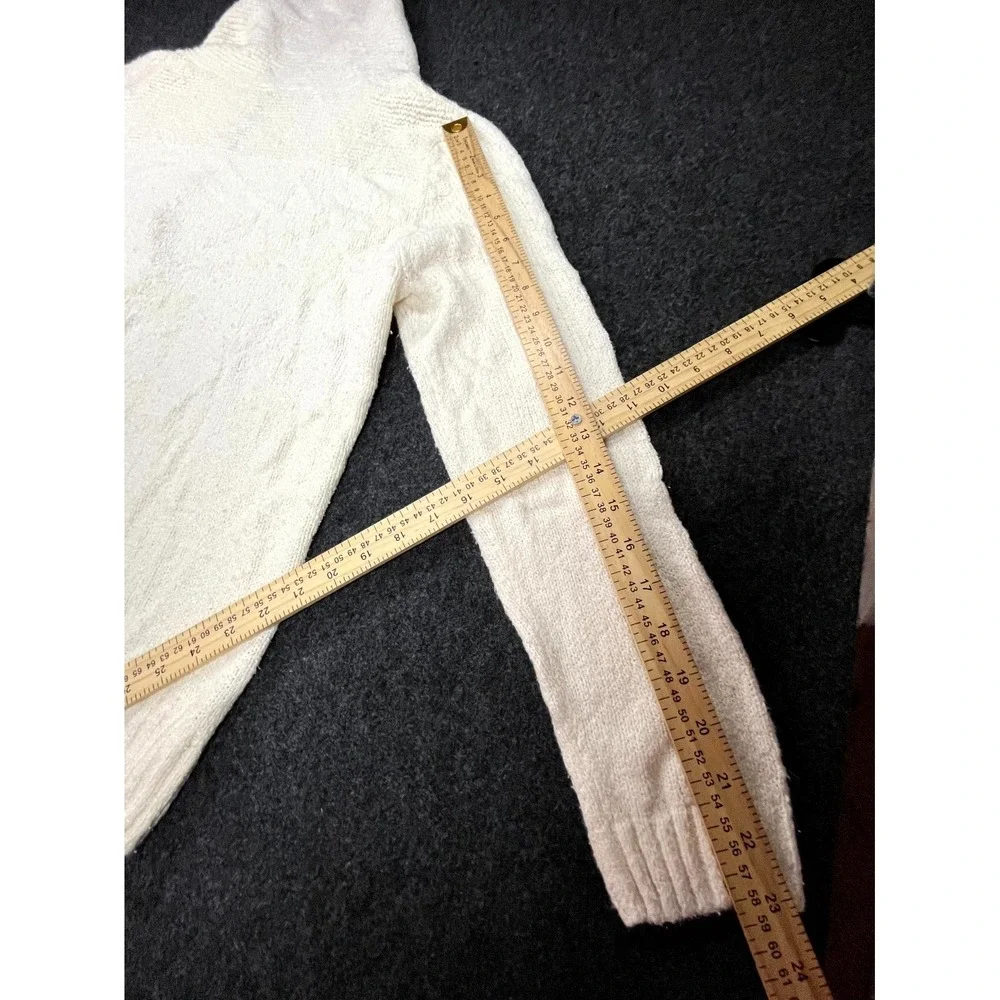 NorthCrest Classic Sweater Women XL Ivory Knit Shawl Collar Three Button Placket